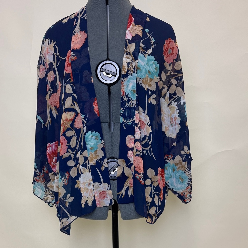 Renee C. Sheer Kimono with Floral Design